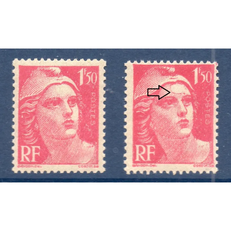 Timbre Yvert No 712 trace sur le front variété de poinçon , neuf ** type marianne de Gandon
