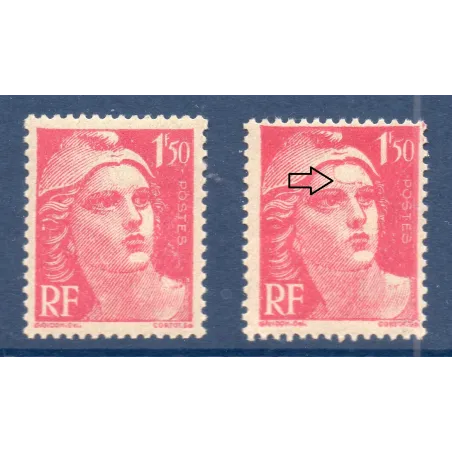 Timbre Yvert No 712 trace sur le front variété de poinçon , neuf ** type marianne de Gandon