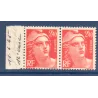 Timbre Yvert No 714 oeil borgne variété de poinçon , neuf ** type marianne de Gandon