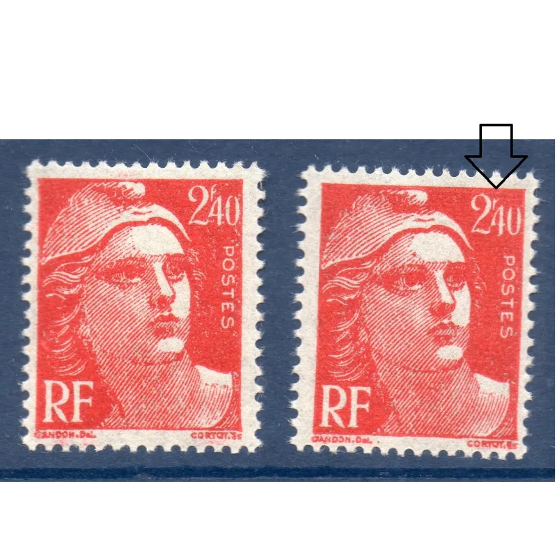 Timbre Yvert No 714b barre f absente variété de poinçon , neuf ** type marianne de Gandon Timbre Yvert No 714b barre f absente variété de poinçon , neuf ** type marianne de Gandon