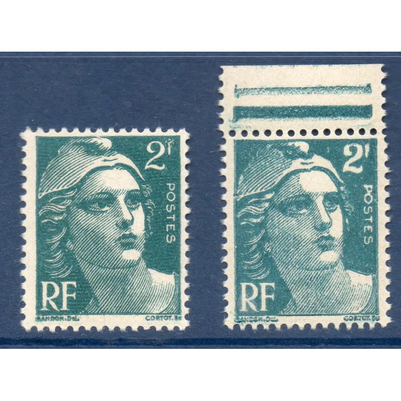 Timbre Yvert No 713e gros 2 variété de poinçon , neuf ** type marianne de Gandon Timbre Yvert No 713e gros 2 variété de poinçon , neuf ** type marianne de Gandon