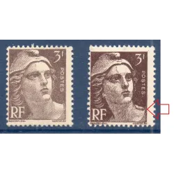 Timbre Yvert No 715f épaulette variété de poinçon , neuf ** type marianne de Gandon