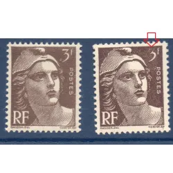 Timbre Yvert No 715 barre du 3 éffacée variété de poinçon , neuf ** type marianne de Gandon