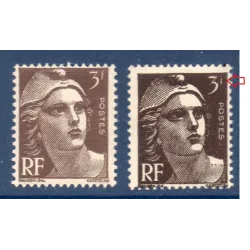 Timbre Yvert No 715 barre horiz du f éffacées variété de poinçon , neuf ** type marianne de Gandon