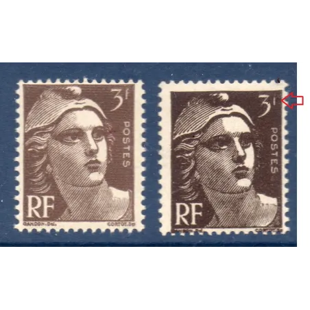 Timbre Yvert No 715 barre horiz du f éffacées variété de poinçon , neuf ** type marianne de Gandon