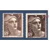 Timbre Yvert No 715 barre horiz du f éffacées variété de poinçon , neuf ** type marianne de Gandon
