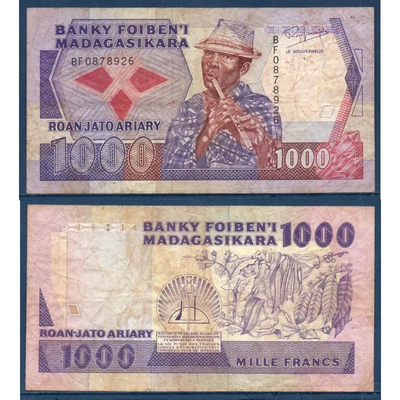 Madagascar Pick N°72b, B Billet de 1000 Francs - 200 ariary 1988-1993 Rakoto Frah