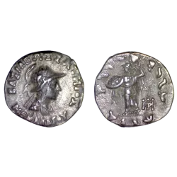 Bactriane, Menandre Drachme (-160 -145) casqué à droite
