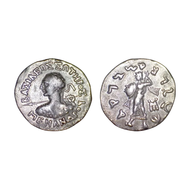 Bactriane, Menandre Drachme (-160 à -145) Buste à gauche avec lance