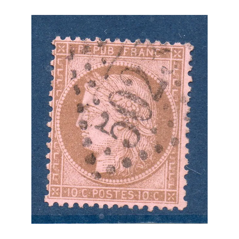 Timbre France Yvert No 58 Type Cérès 10c brun s. rose Oblitéré gros chiffres