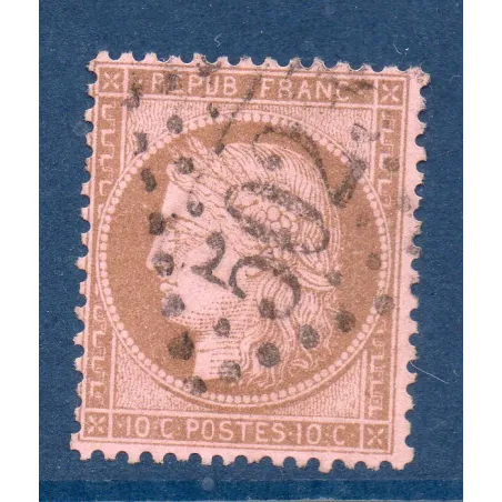 Timbre France Yvert No 58 Type Cérès 10c brun s. rose Oblitéré gros chiffres