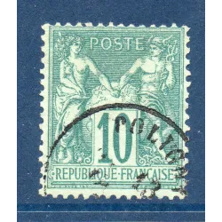 Timbre France Yvert No 65 Type I Sage 10c vert Oblitéré