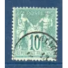 Timbre France Yvert No 65 Type I Sage 10c vert Oblitéré