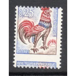 Timbre Yvert No 1331f variété piquage à cheval neuf luxe** Coq de Decaris