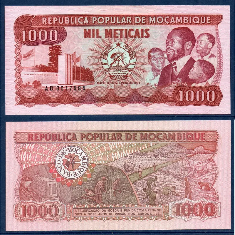Mozambique P.132a, Neuf, Billet de 1000 meticais 1983 Machel