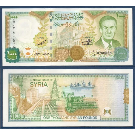Syrie P.111a Billet de 1000 Pounds 1997 Hafiz al-Assad