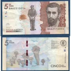 Colombie P.459g, TTB Billet de 5000 Pesos 2022 Jose Asuncion Silva
