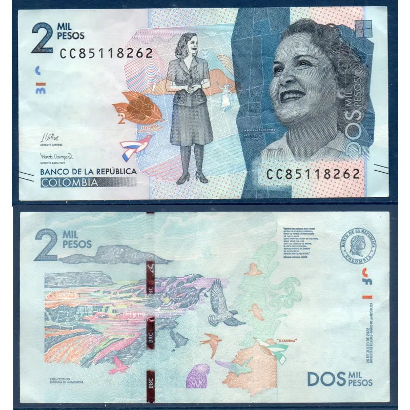 Colombie P.458h, TTB Billet de 2000 Pesos 26.7.2022 Debora Arango Perez Colombie P.458h, TTB Billet de 2000 Pesos 26.7.2022 Debora Arango Perez
