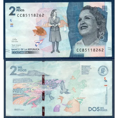 Colombie P.458h, TTB Billet de 2000 Pesos 26.7.2022  Debora Arango Perez