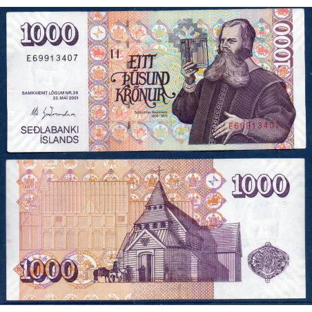 Islande P.59, Spl Billet de 1000 kronur 2001 Sveinsson