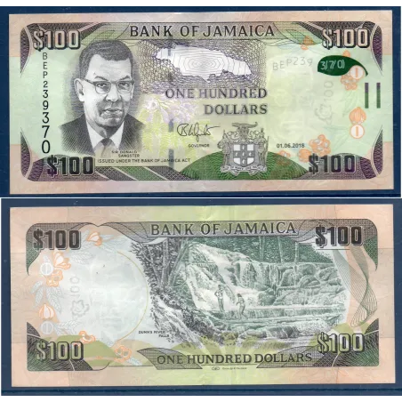 Jamaique P.95e, TTB Billet de 100 dollars 2021 Donald Sangster