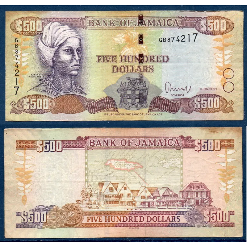 Jamaique P.85o, TTB Billet de 500 dollars 2021 Nanny Maroons Jamaique P.85o, TTB Billet de 500 dollars 2021 Nanny Maroons