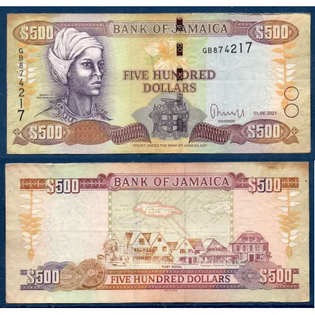 Jamaique P.85o, TTB Billet de 500 dollars 2021 Nanny Maroons