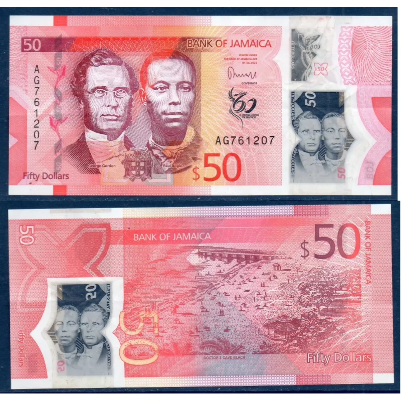 Jamaique P.96, TTB Billet de 50 dollars 2022 Gordon et Bogle Jamaique P.96, TTB Billet de 50 dollars 2022 Gordon et Bogle