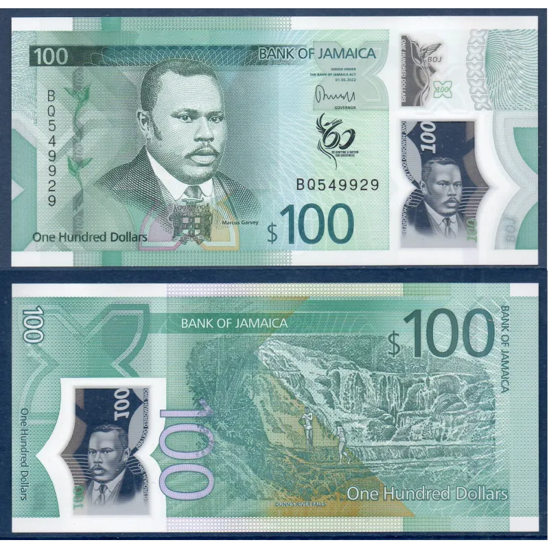 Jamaique P.97, Neuf Billet de 100 dollars 2022 Marcus Garvey Jamaique P.97, Neuf Billet de 100 dollars 2022 Marcus Garvey