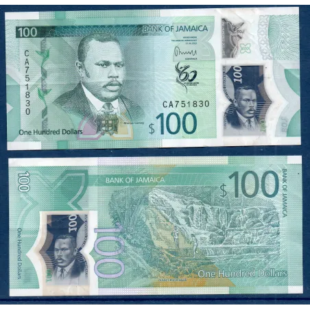 Jamaique P.97, TTB Billet de 100 dollars 2022 Marcus Garvey