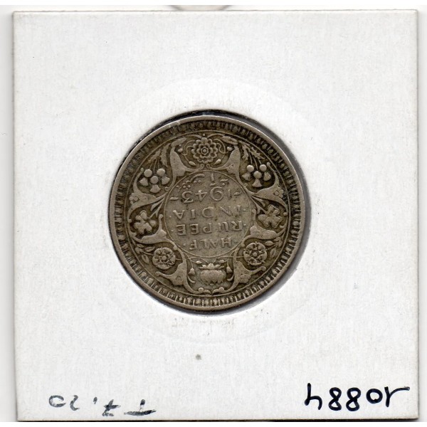 Inde Britannique 1/2 rupee 1943 TB+, KM 551 pièce de monnaie