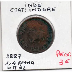 Inde Indore 1/4 anna 1887 TB, KM 33 pièce de monnaie