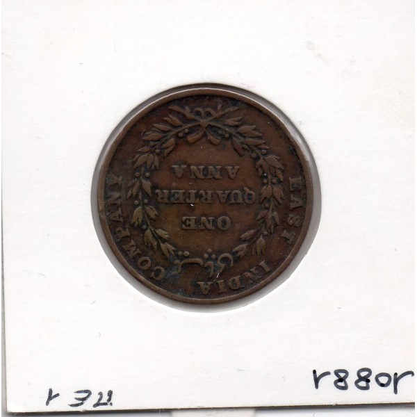 Inde Britannique 1/4 anna 1835 Calcutta, TB, KM 446.2 Petit One Quarter