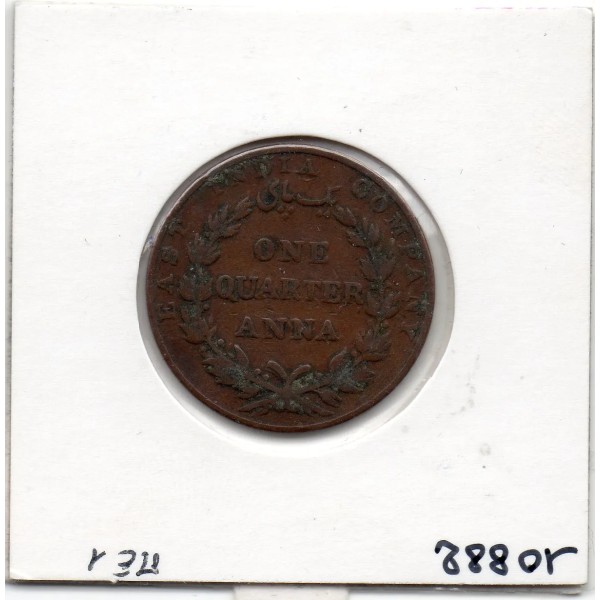 Inde Britannique 1/4 anna 1835 Bombay TB , KM.446.1 Grand One Quarter quarter