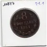 Guernesey 8 Doubles 1864, TB, KM 7 pièce de monnaie