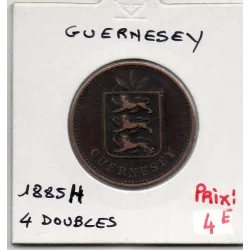 Guernesey 4 Doubles 1885 H Heaton, TB, KM 5 pièce de monnaie