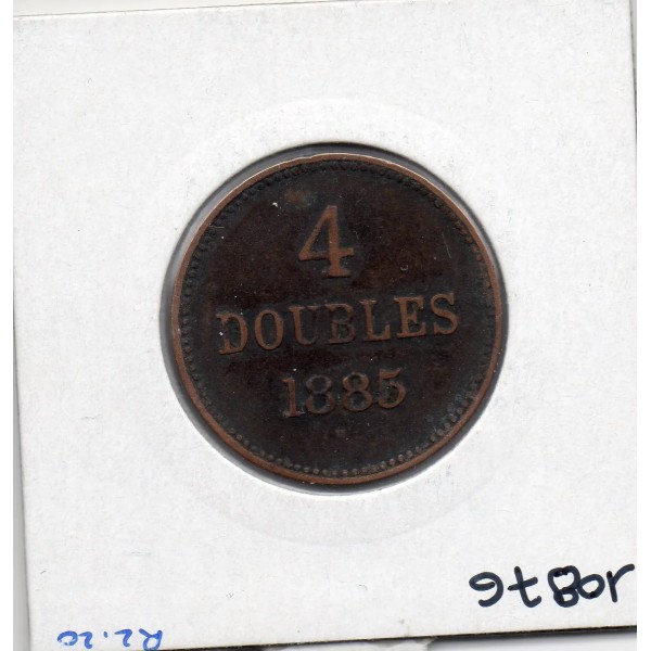 Guernesey 4 Doubles 1885 H Heaton, TB, KM 5 pièce de monnaie