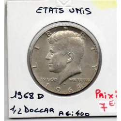 Etats Unis 1/2 Dollar 1968 D Denver Sup, KM 202a pièce de monnaie