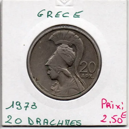 Grèce 20 Drachmai 1973, TTB, KM 112 pièce de monnaie
