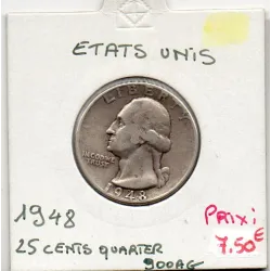 Etats Unis Quarter ou 1/4 Dollar 1948 TTB-, KM 164 pièce de monnaie