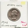 Etats Unis Quarter ou 1/4 Dollar 1948 TTB-, KM 164 pièce de monnaie