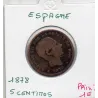 Espagne 5 centimos 1878 B, KM 674 pièce de monnaie