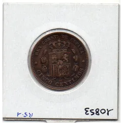 Espagne 5 centimos 1879 TTB nettoyée, KM 674 pièce de monnaie