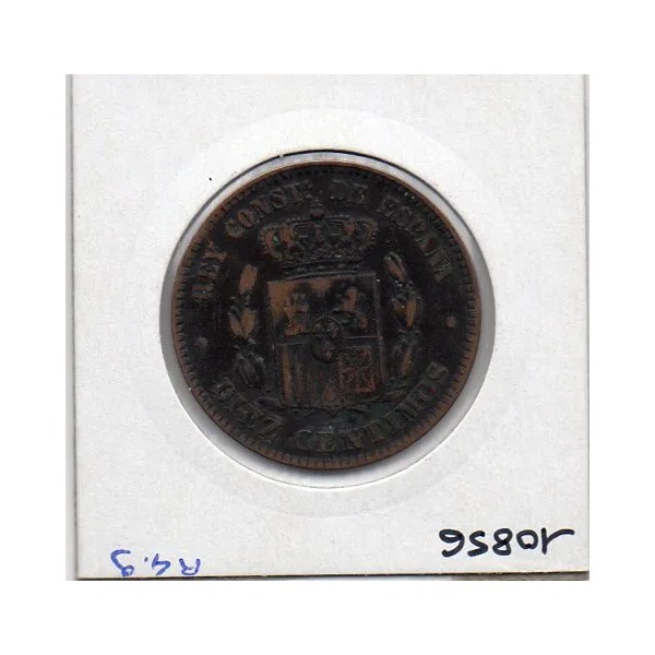 Espagne 10 centimos 1879 TB+, KM 675 pièce de monnaie