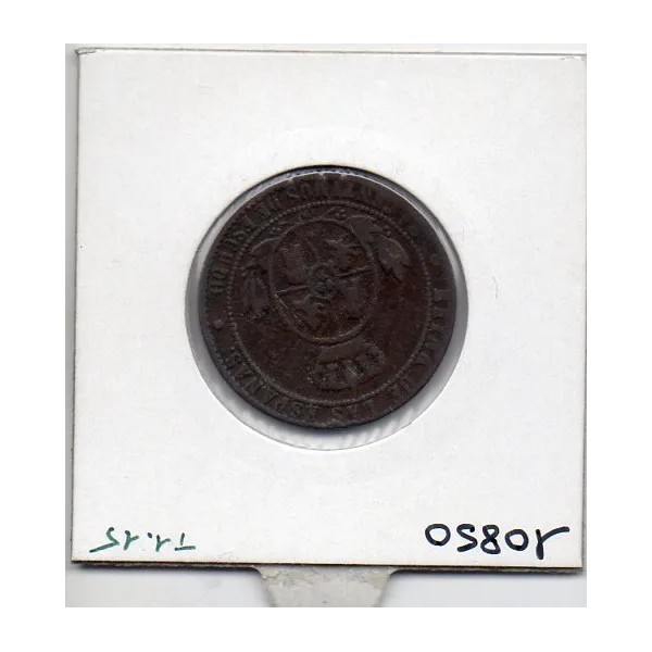 Espagne 2 1/2 centimos étoile 8 branches 1867 TB-, KM 634.1 pièce de monnaie