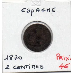 Espagne 2 centimos 1870 TTB-, KM 661 pièce de monnaie