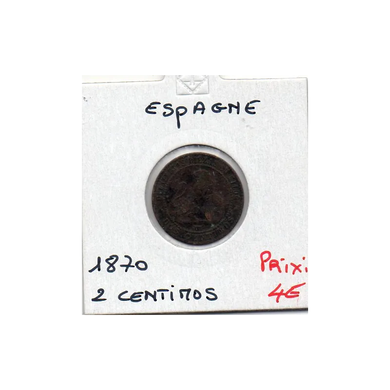 Espagne 2 centimos 1870 TTB-, KM 661 pièce de monnaie