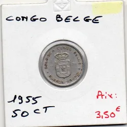 Congo Belge Ruanda-Urundi 50 centimes 1955, Sup, KM 2 pièce de monnaie