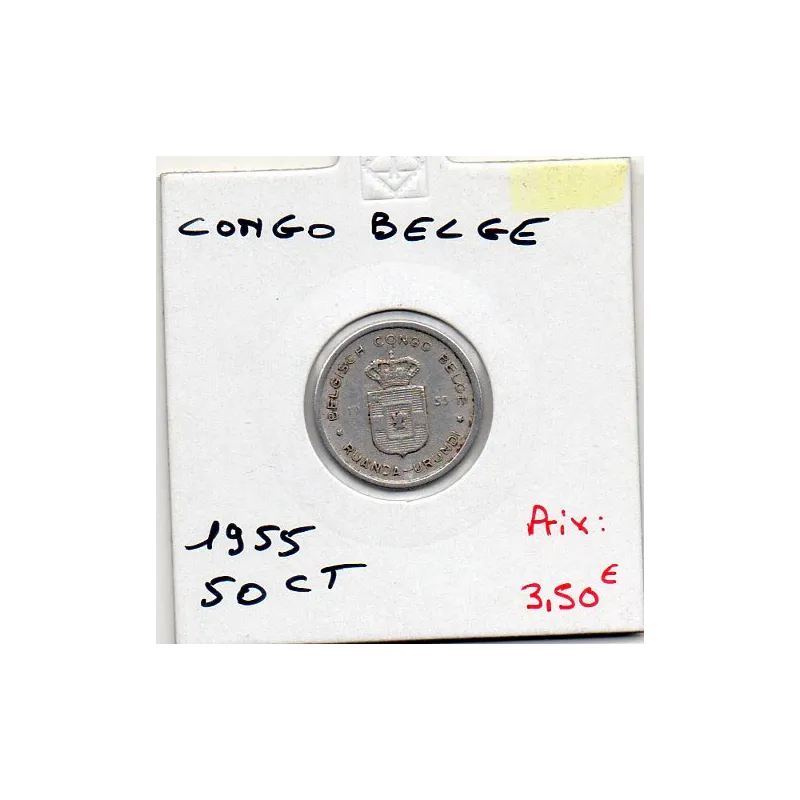 Congo Belge Ruanda-Urundi 50 centimes 1955, Sup, KM 2 pièce de monnaie