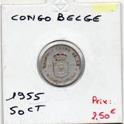 Congo Belge Ruanda-Urundi 50 centimes 1955 TTB, KM 2 pièce de monnaie